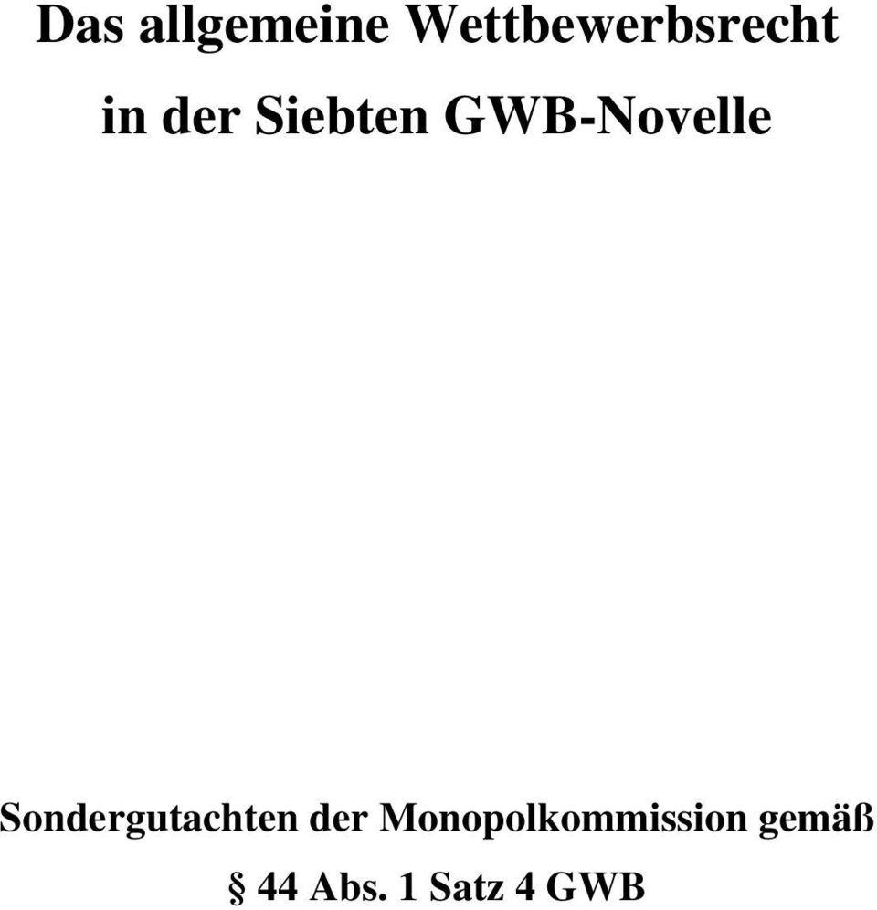 Siebten GWB-Novelle