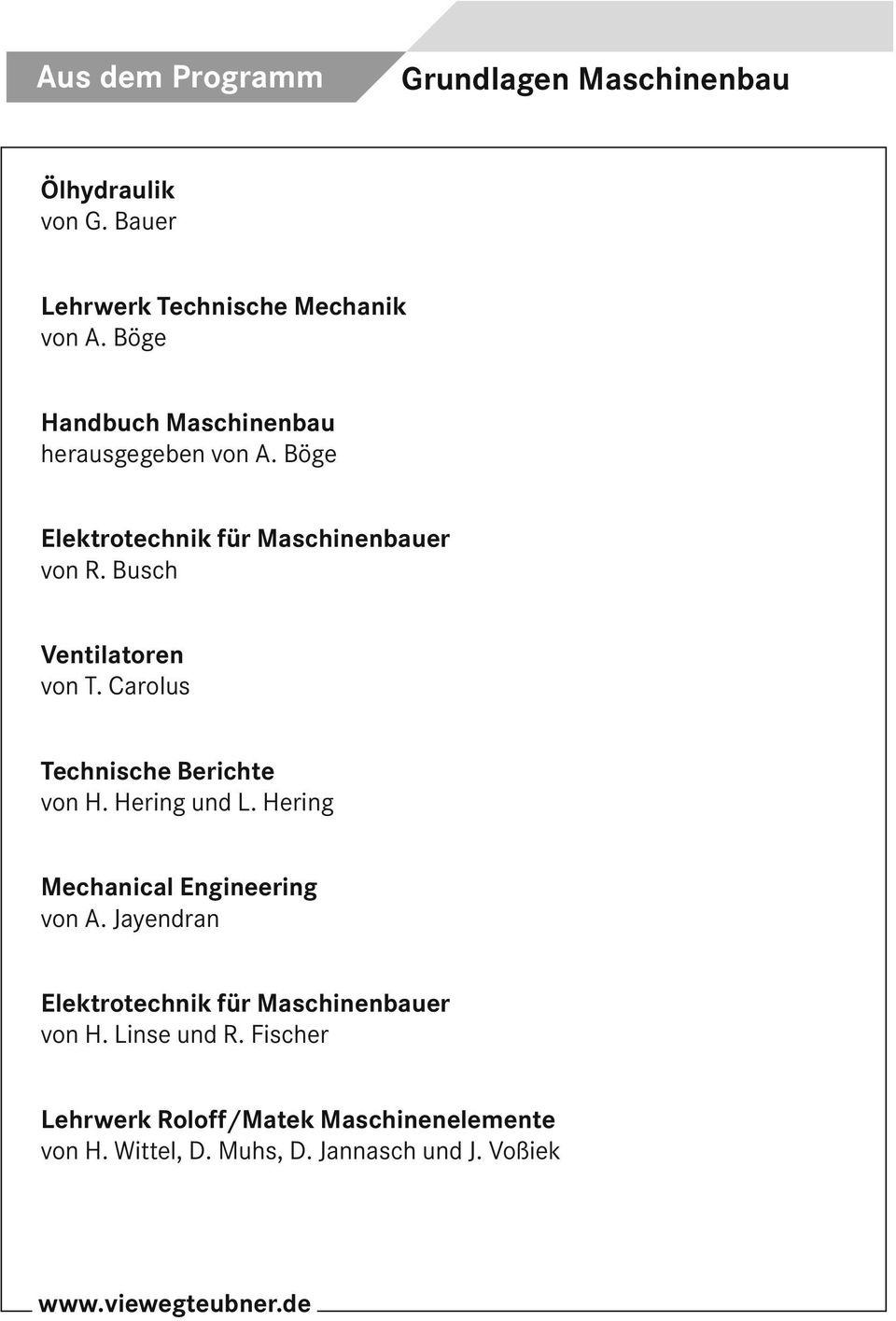 Carolus Technische Berichte von H. Hering und L. Hering Mechanical Engineering von A.