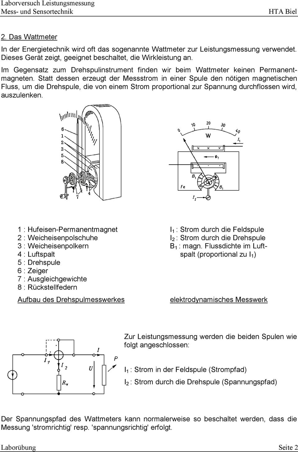 Statt dessen ezeugt de Messstom n ene Spule den nötgen magnetschen Fluss, um de Dehspule, de von enem Stom popotonal zu Spannung duchflossen wd, auszulenken.