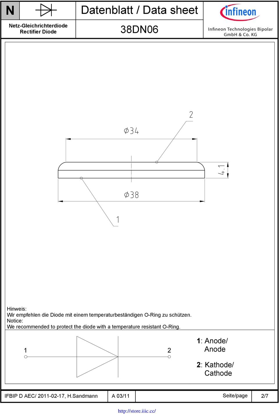 Notice: We recommended to protect the diode with a temperature