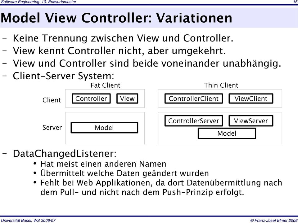 Client-Server System: Fat Client Thin Client Client Controller View ControllerClient ViewClient Server Model ControllerServer Model ViewServer