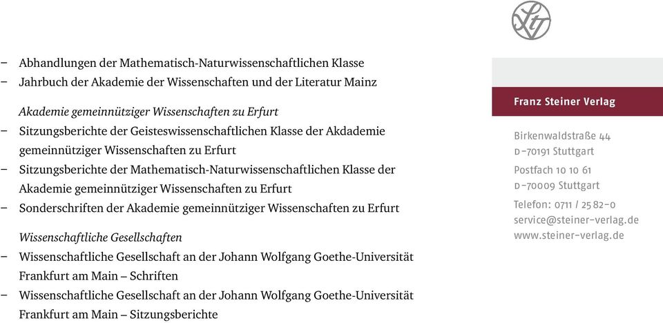 Akademie gemeinnütziger Wissenschaften zu Erfurt Sonderschriften der Akademie gemeinnütziger Wissenschaften zu Erfurt Wissenschaftliche Gesellschaften Wissenschaftliche