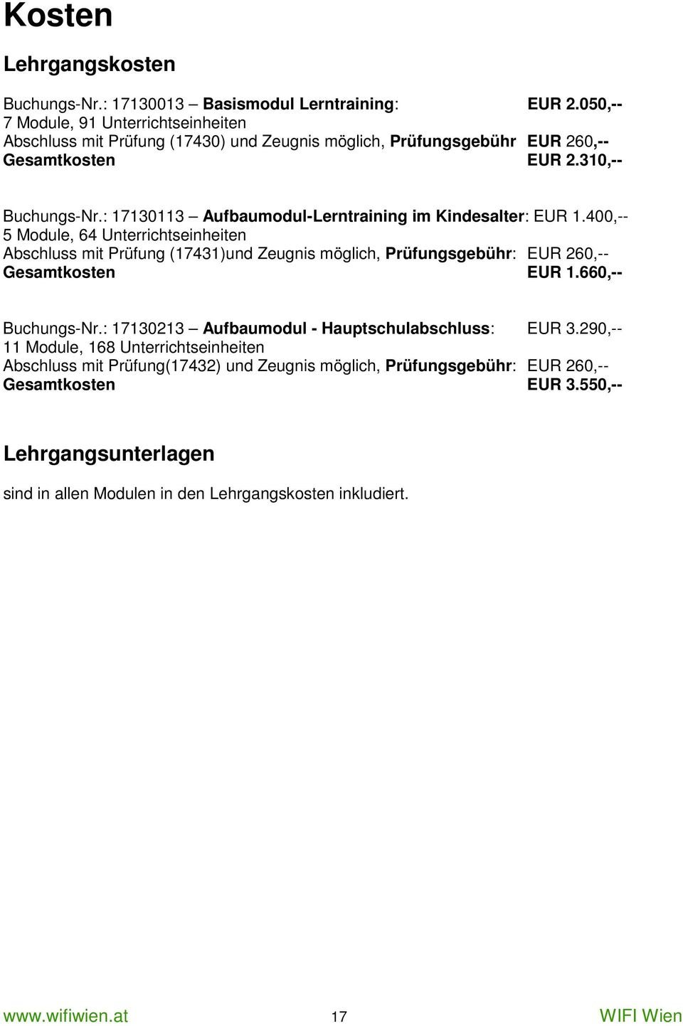 : 17130113 Aufbaumodul-Lerntraining im Kindesalter: EUR 1.