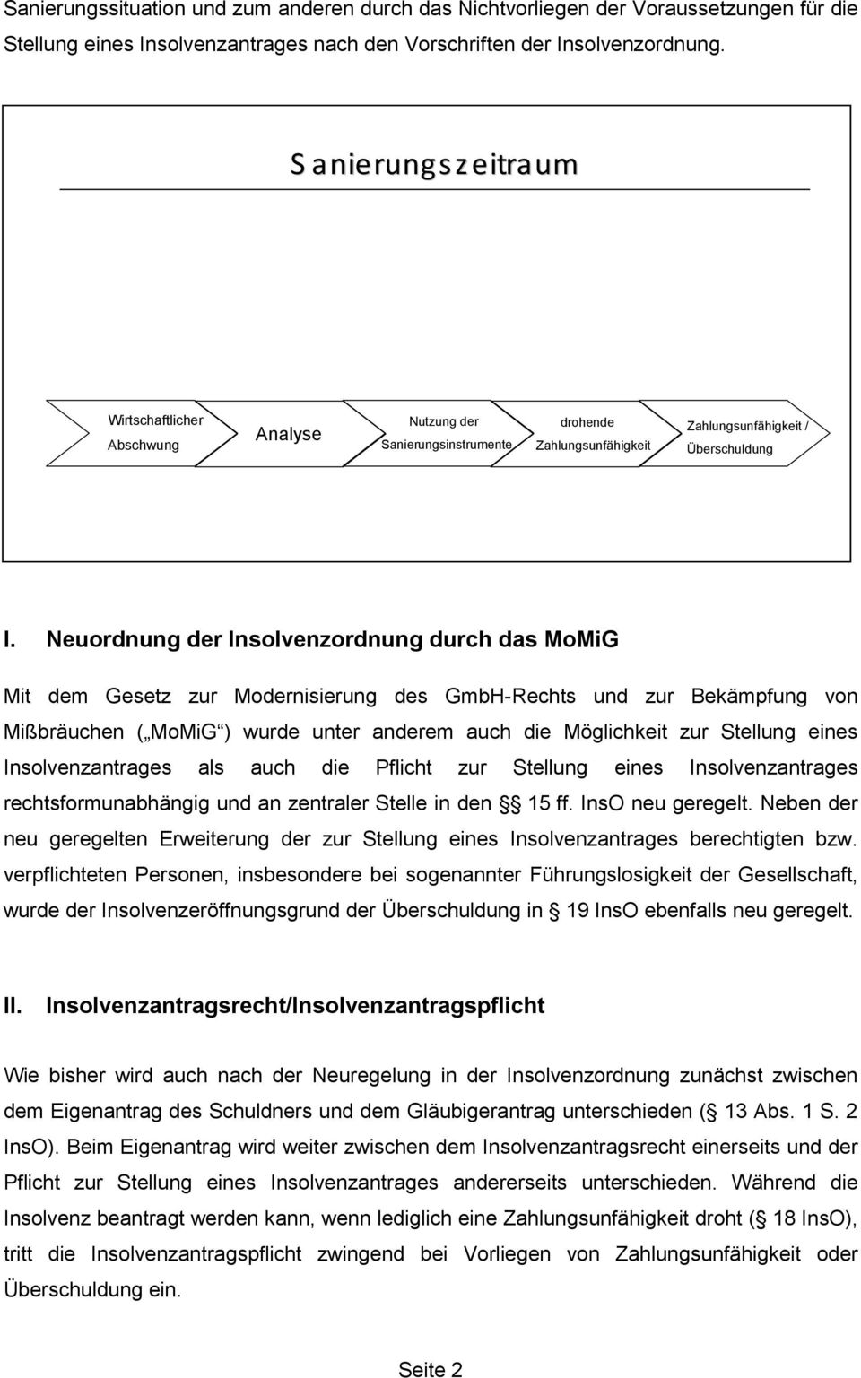 Neuordnung der Insolvenzordnung durch das MoMiG Mit dem Gesetz zur Modernisierung des GmbH-Rechts und zur Bekämpfung von Mißbräuchen ( MoMiG ) wurde unter anderem auch die Möglichkeit zur Stellung