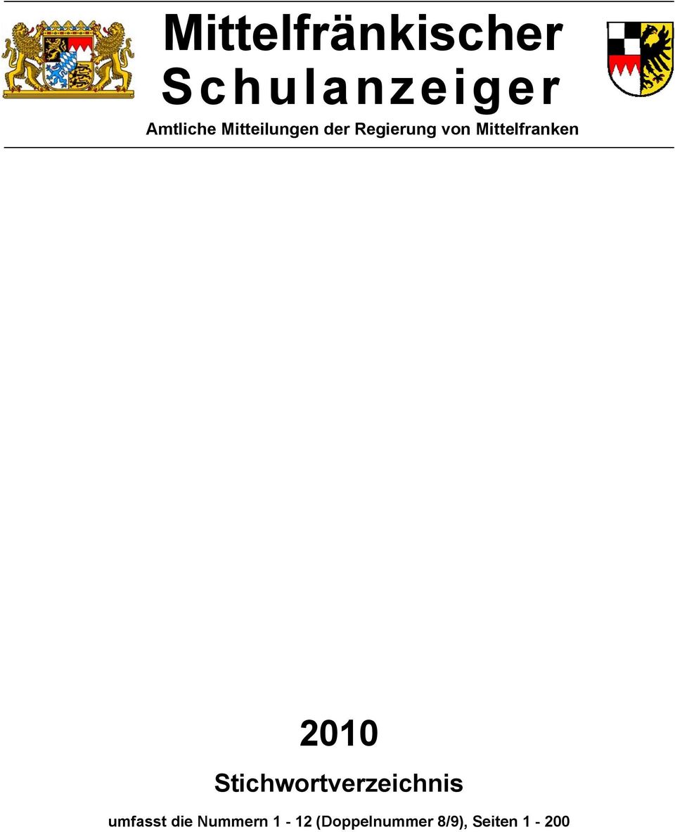 Mittelfranken 2010 Stichwortverzeichnis