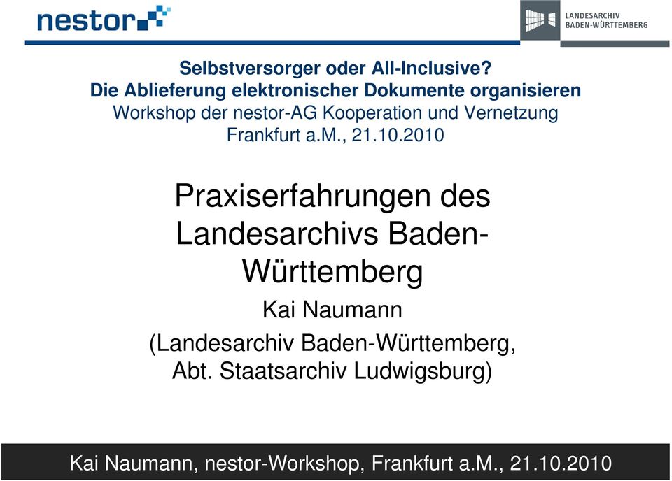 nestor-ag Kooperation und Vernetzung Frankfurt a.m., 21.10.