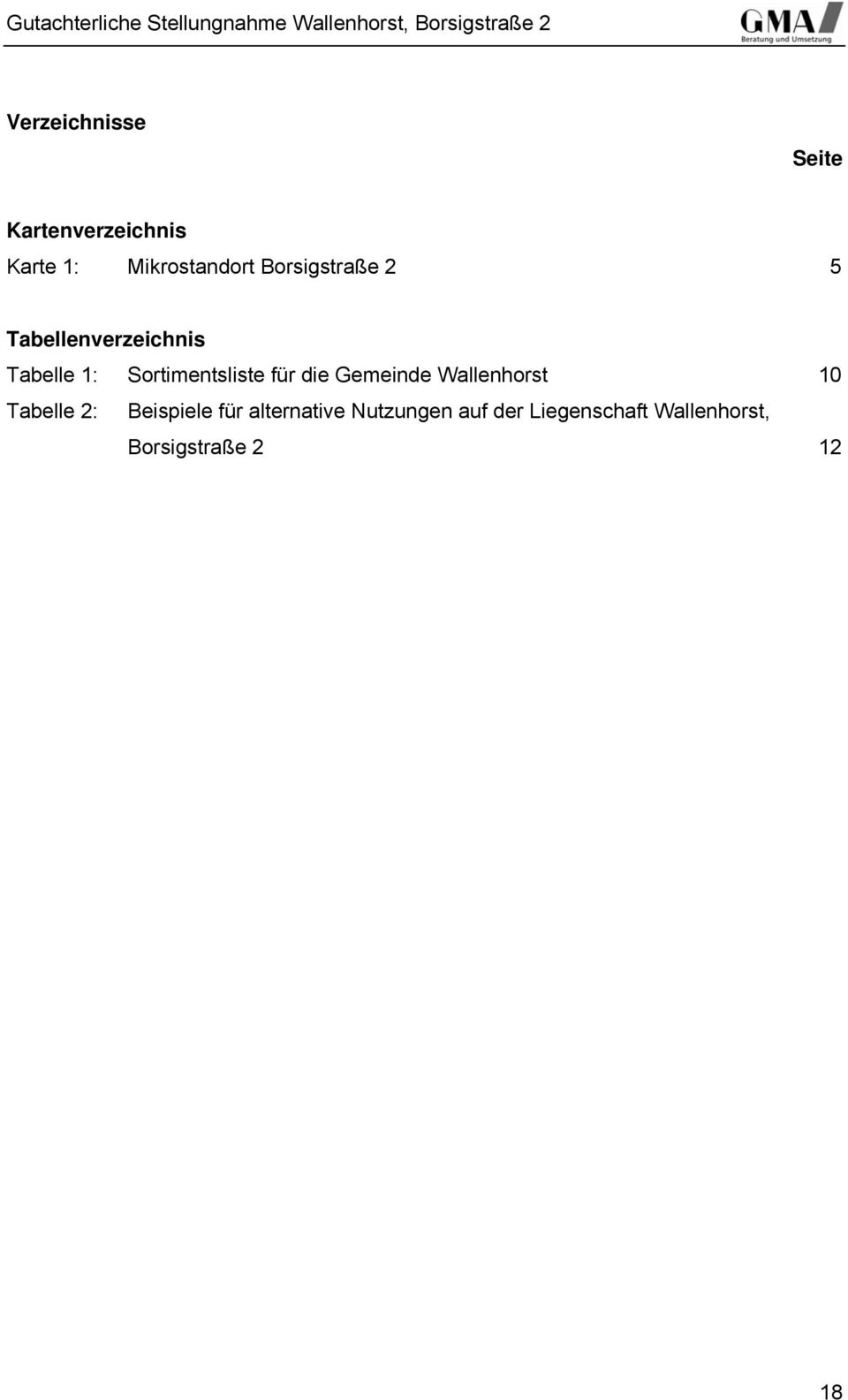für die Gemeinde Wallenhorst 10 Tabelle 2: Beispiele für