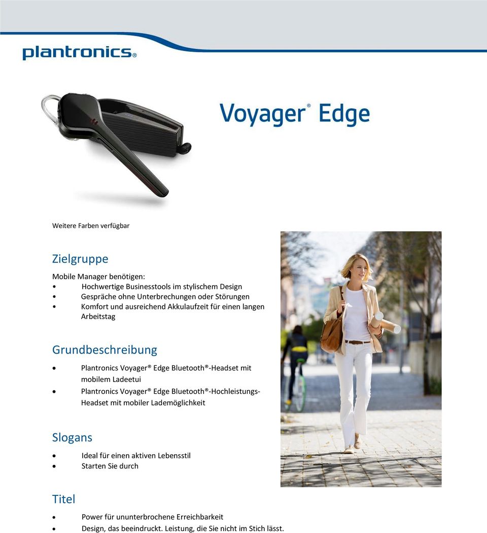 -Headset mit mobilem Ladeetui Plantronics Voyager Edge Bluetooth -Hochleistungs- Headset mit mobiler Lademöglichkeit Slogans Ideal für einen