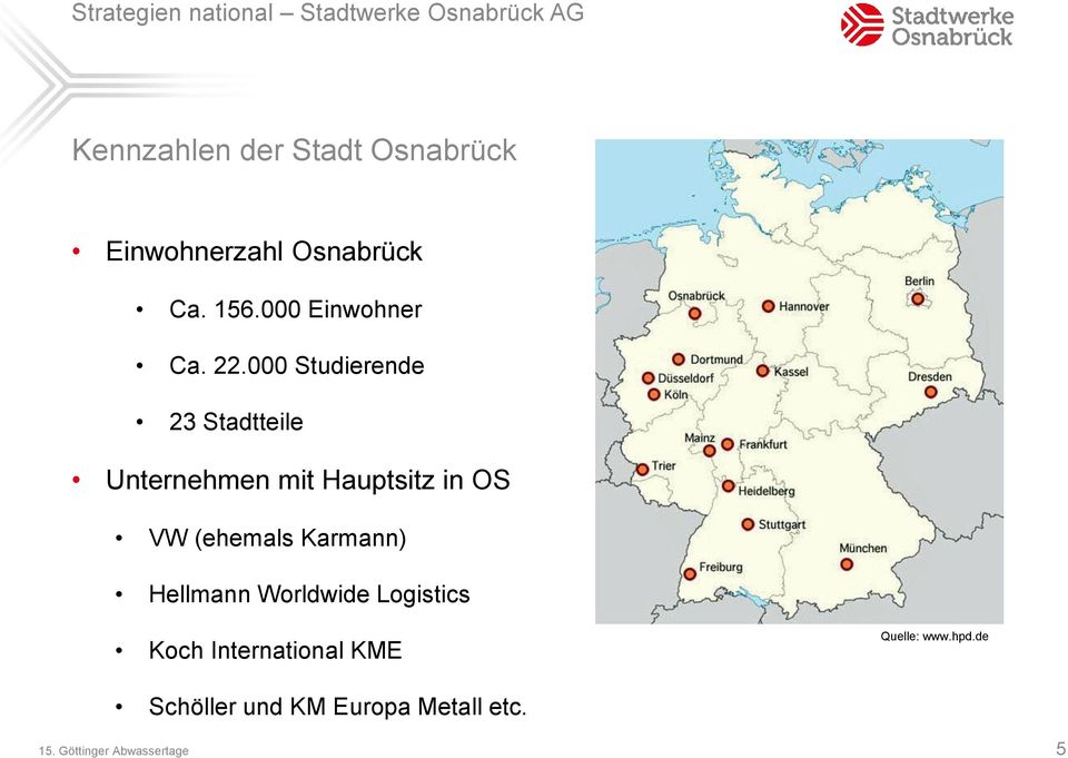 000 Studierende 23 Stadtteile Unternehmen mit Hauptsitz in OS VW (ehemals