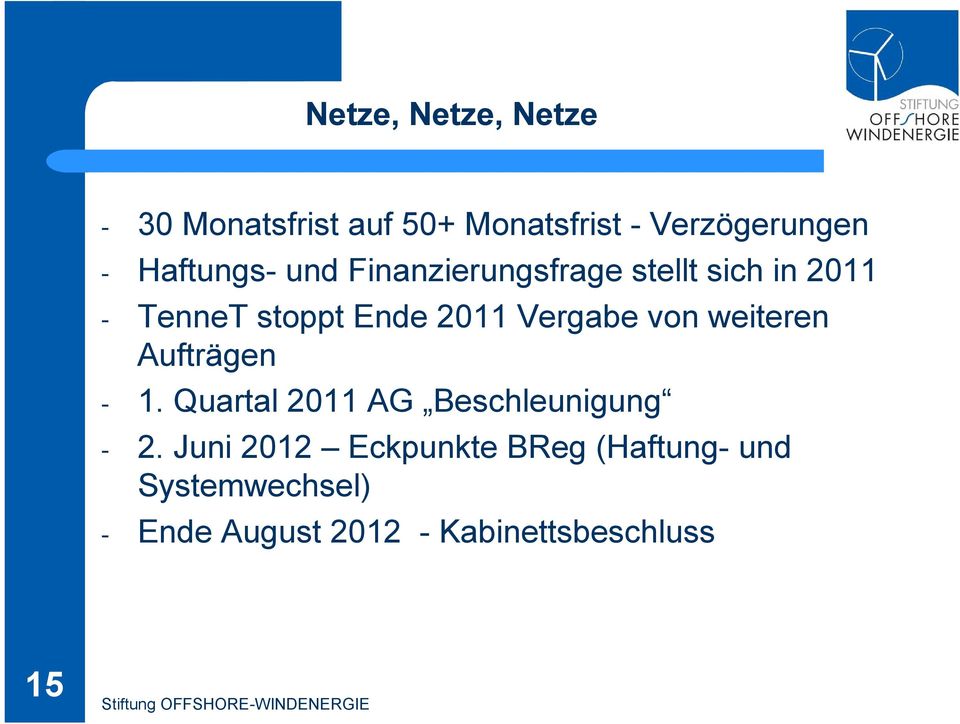 Vergabe von weiteren Aufträgen - 1. Quartal 2011 AG Beschleunigung - 2.