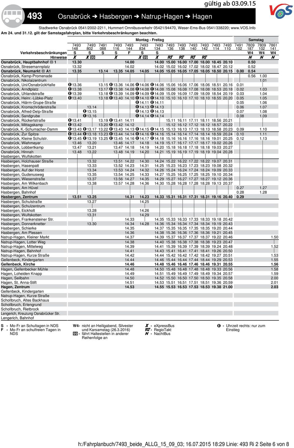 Osnabrück, Neumarkt A1 35 35 05 05 05 1 05 1 05 1 05 1 05 1 50 2 54 Osnabrück, Nikolaizentrum 56 01 Osnabrück, Uni/OsnabrückHalle 36 36 06 06 06 1 06 1 06 1 06 1 06 1 2 01 38 17 38 08 08 08 1 08 1 08