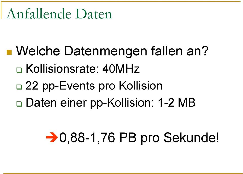 Kollisionsrate: 40MHz 22 pp-events pro