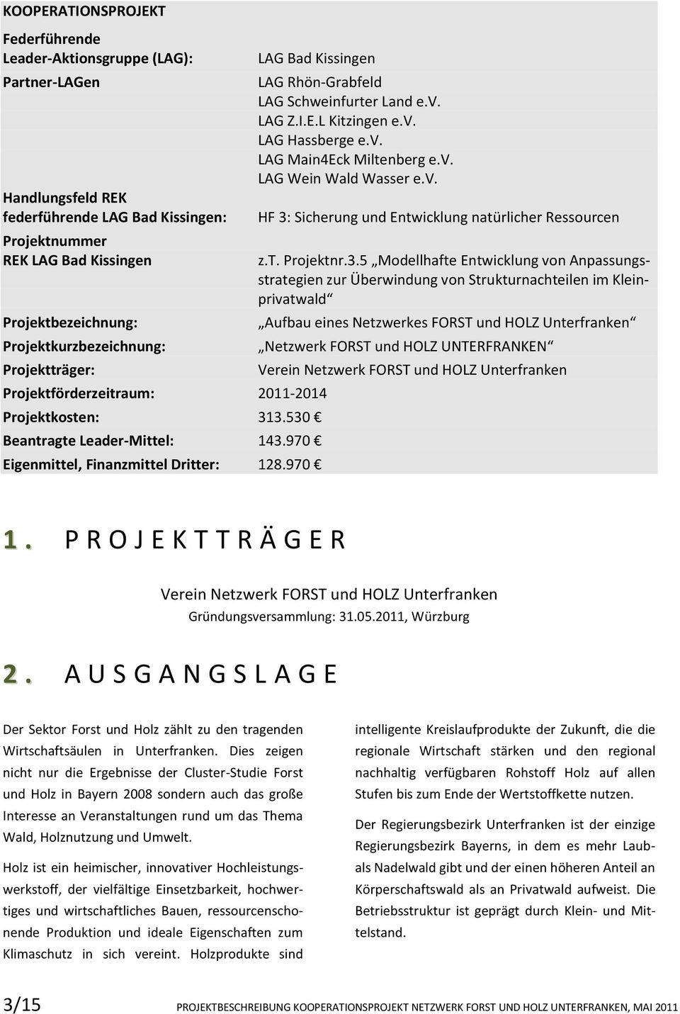 970 LAG Rhön-Grabfeld LAG Schweinfurter Land e.v. LAG Z.I.E.L Kitzingen e.v. LAG Hassberge e.v. LAG Main4Eck Miltenberg e.v. LAG Wein Wald Wasser e.v. HF 3: Sicherung und Entwicklung natürlicher Ressourcen z.