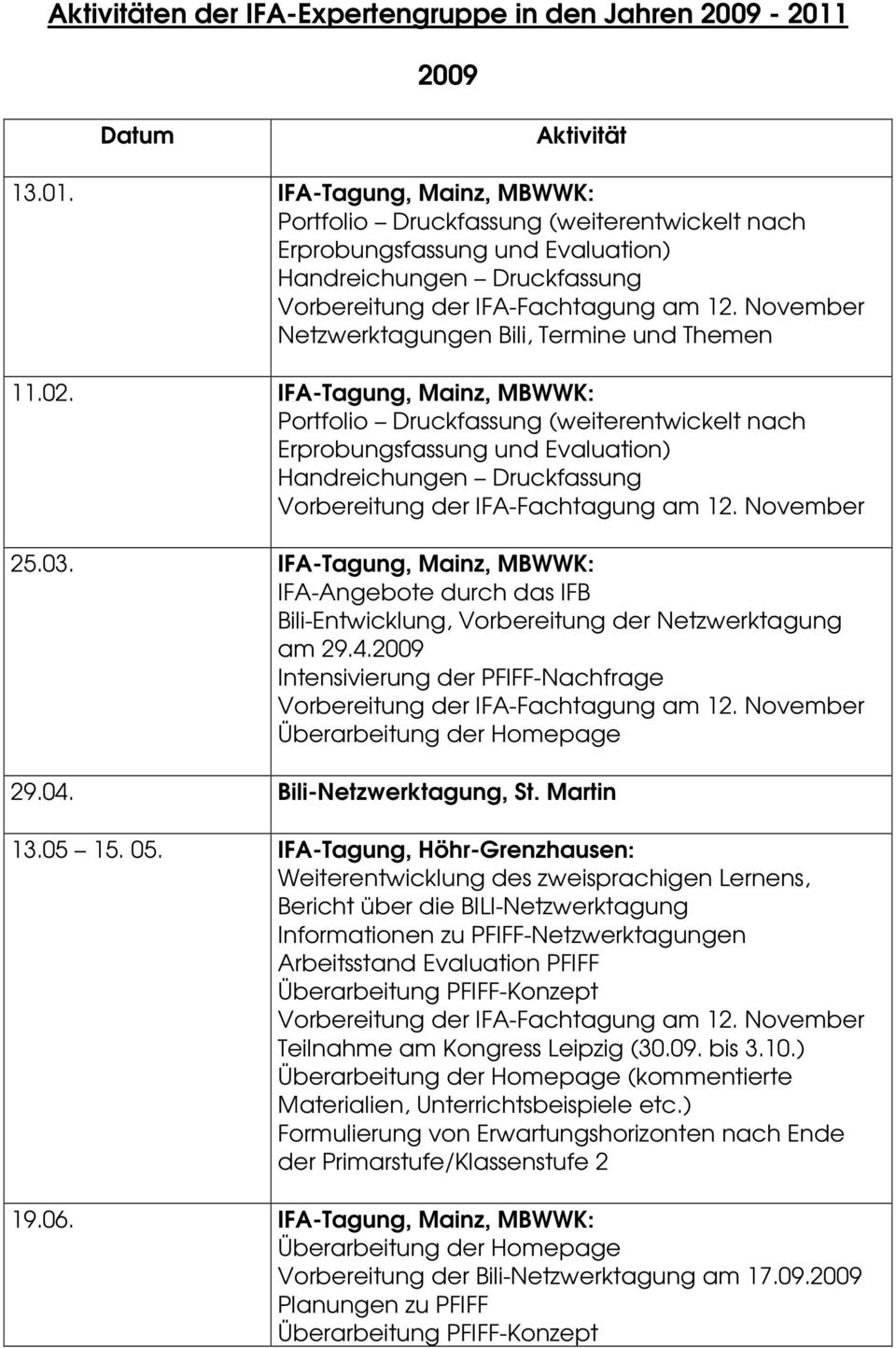 November Netzwerktagungen Bili, Termine und Themen 11.02.