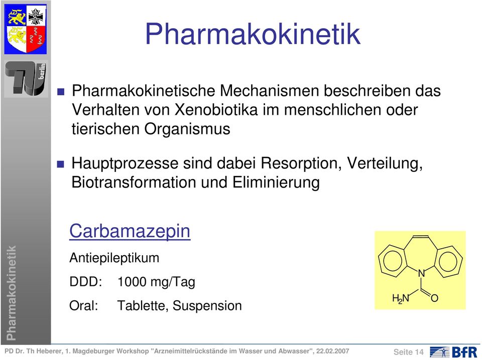 Eliminierung Carbamazepin Pharmakokinetik Antiepileptikum DDD: 1000 mg/tag Oral: Tablette, Suspension H 2