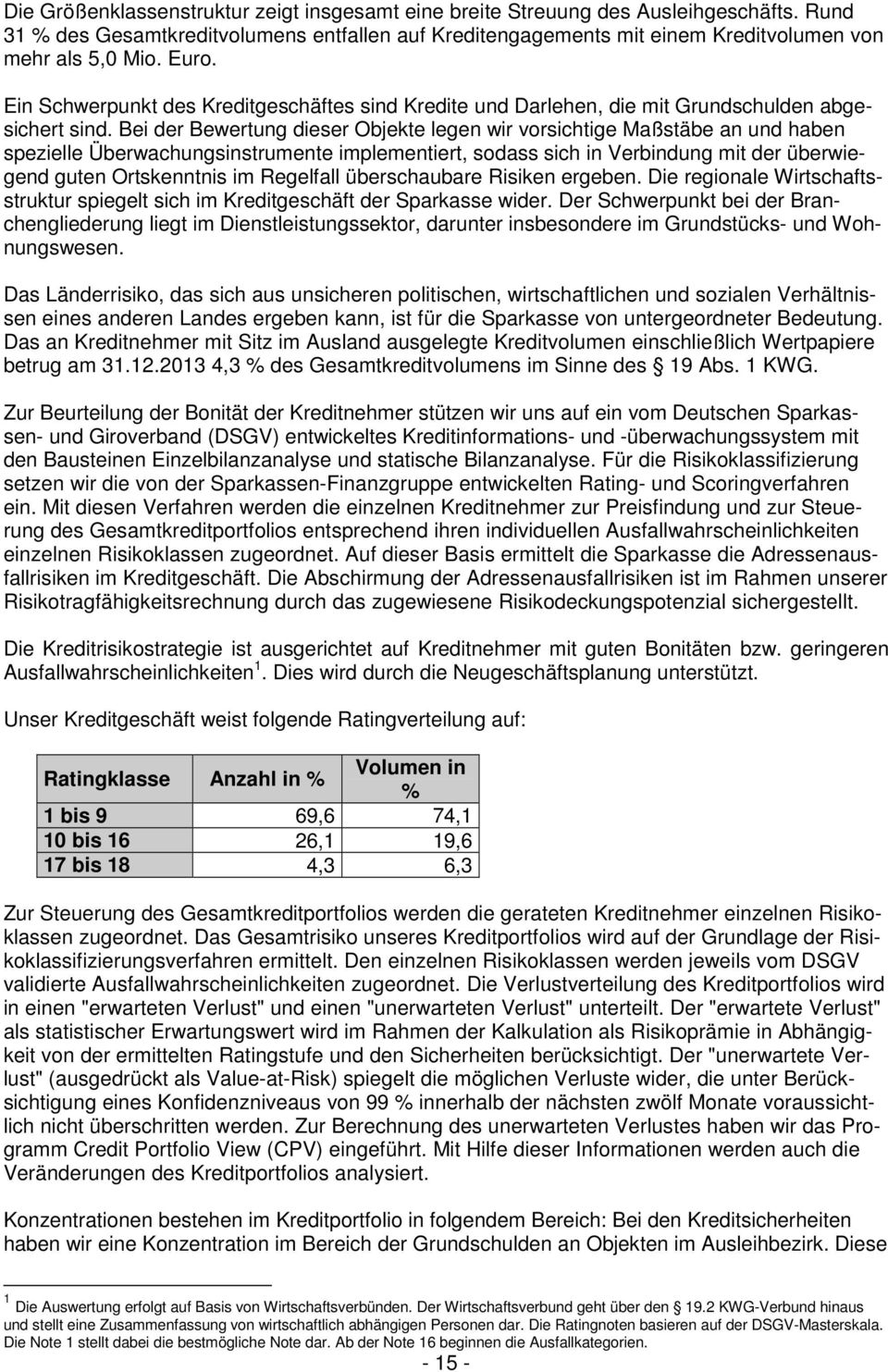 Bei der Bewertung dieser Objekte legen wir vorsichtige Maßstäbe an und haben spezielle Überwachungsinstrumente implementiert, sodass sich in Verbindung mit der überwiegend guten Ortskenntnis im