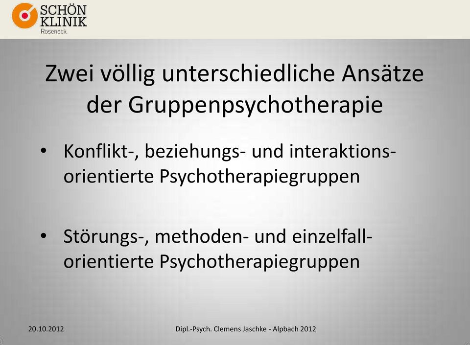 Psychotherapiegruppen Störungs-, methoden- und