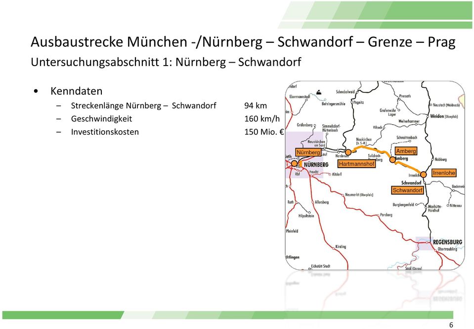 Kenndaten Streckenlänge Nürnberg Schwandorf 94 km
