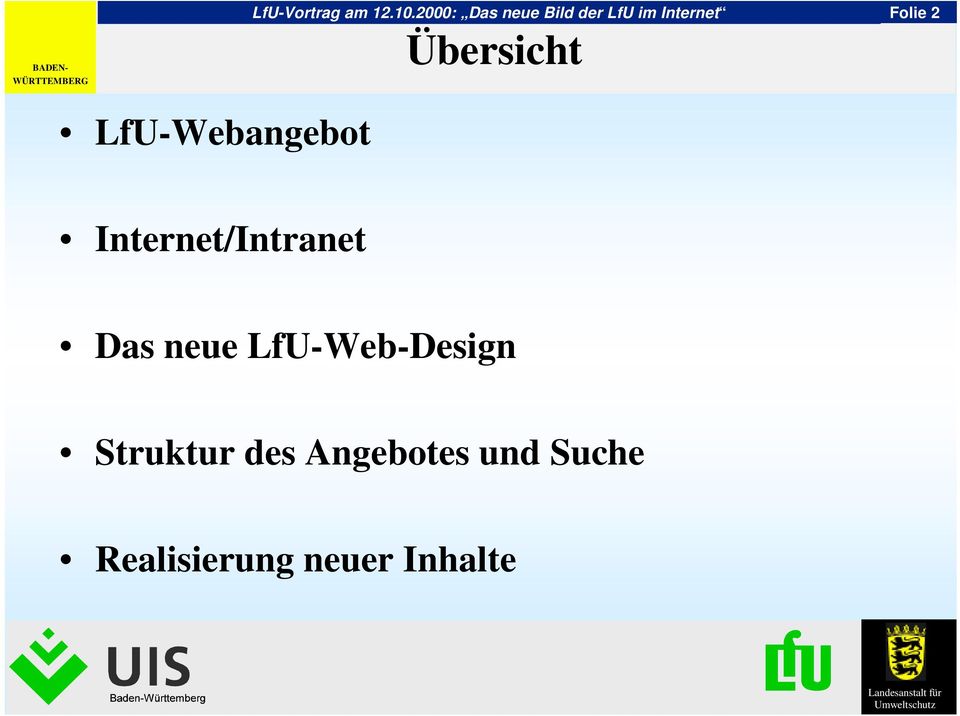 LfU-Web-Design Struktur des