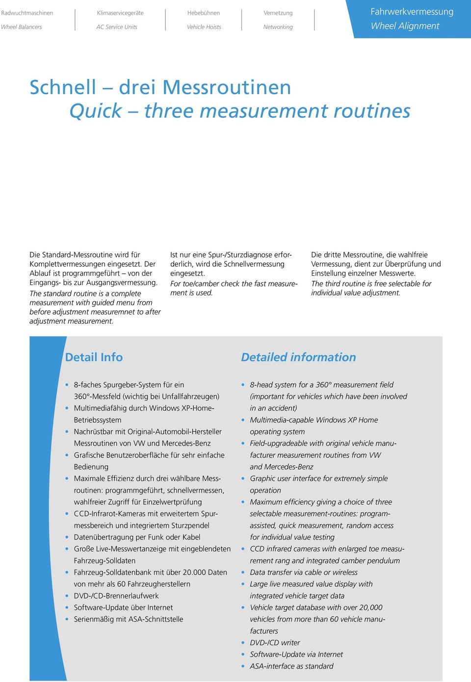 The standard routine is a complete measurement with guided menu from before adjustment measuremnet to after adjustment measurement.