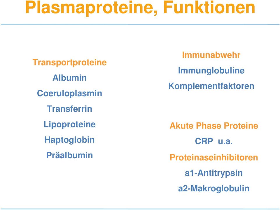 Präalbumin Immunabwehr Immunglobuline Komplementfaktoren