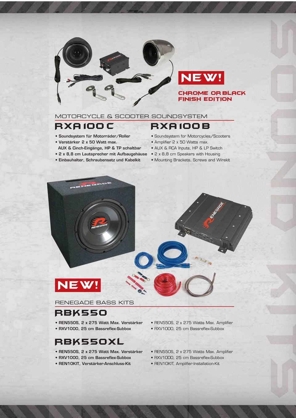 Renegade RXA1000D Digital Bass Mono Endstufe 1000Watt Subwoofer Verstärker Stufe 