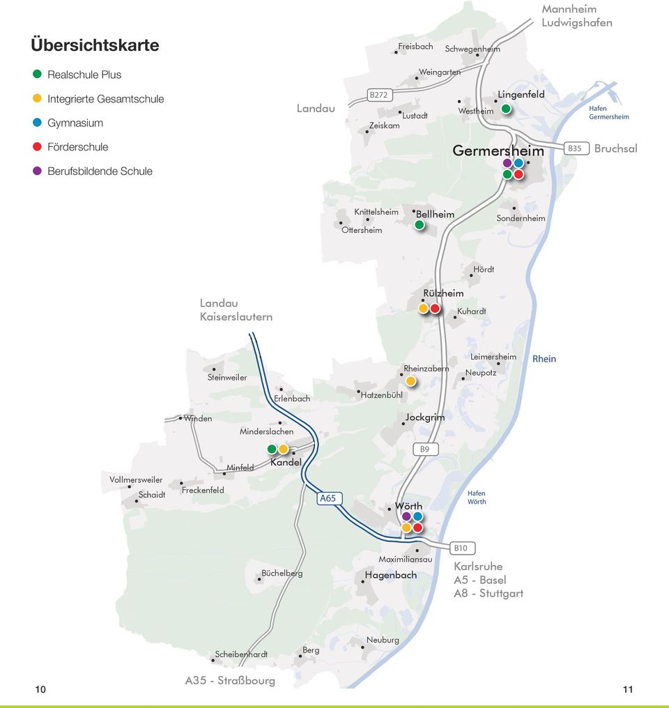 Klingen Klingenmünster Gleiszellen-Gleishorbach Oberhofen Niederhorbach Insheim Herxheim Landau Kaiserslautern Hochstetten Linkenheim-Hochstette Leimersheim Rheinzabern Steinweiler Neupotz Linkenheim