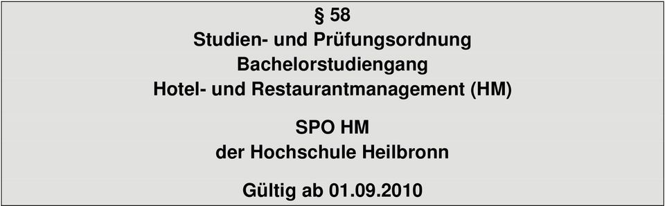 Restaurantmanagement (HM) SPO HM