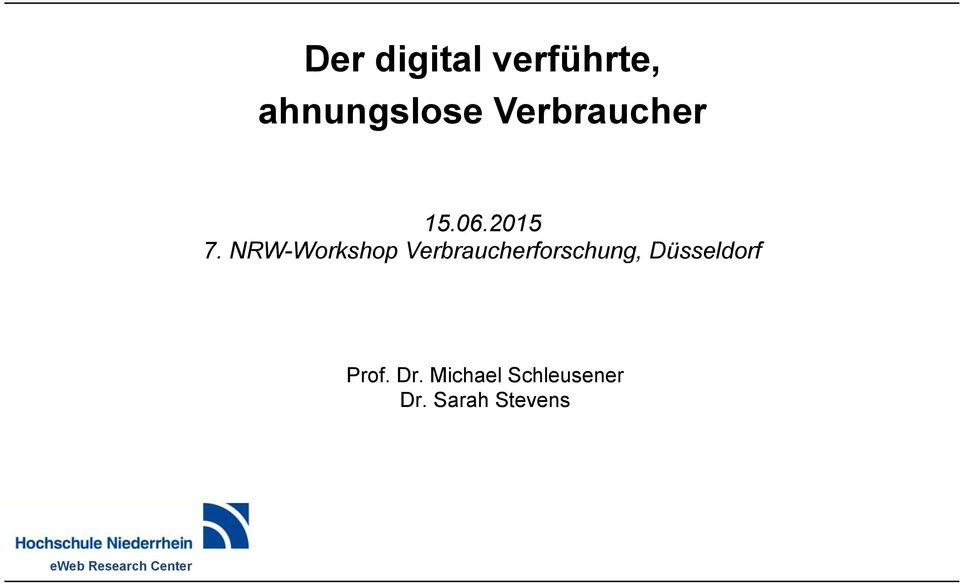 NRW-Workshop Verbraucherforschung,