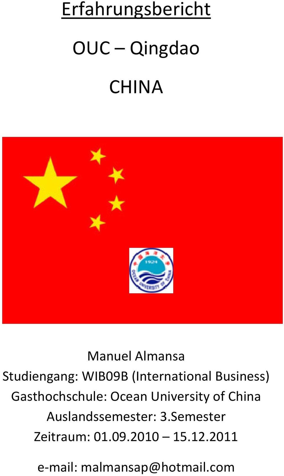 Gasthochschule: Ocean University of China