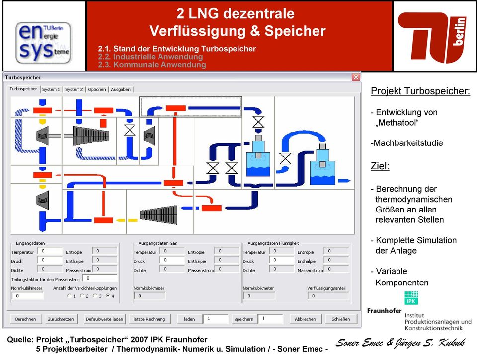Simulation der Anlage - Variable Komponenten Quelle: Projekt Turbospeicher 2007