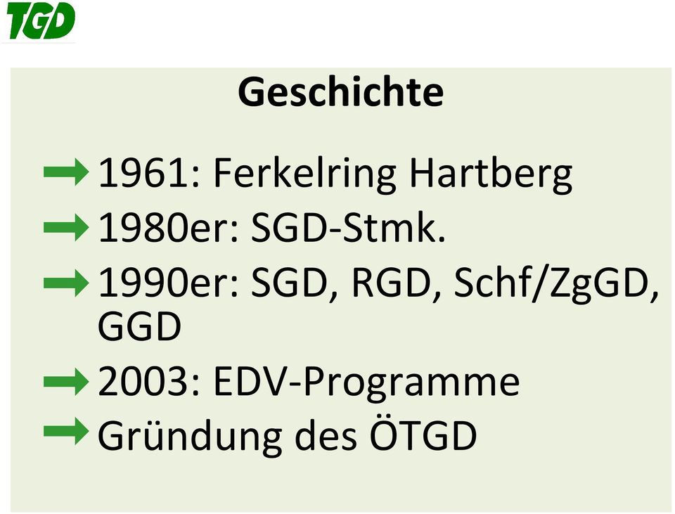 1990er: SGD, RGD, Schf/ZgGD,
