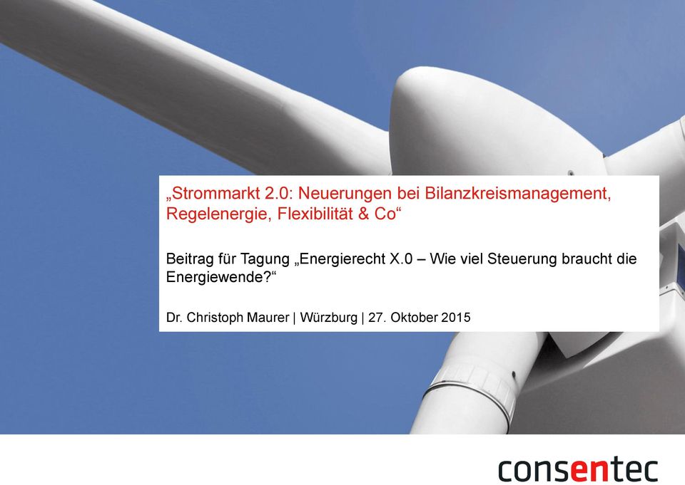 Flexibilität & Co Beitrag für Tagung Energierecht X.