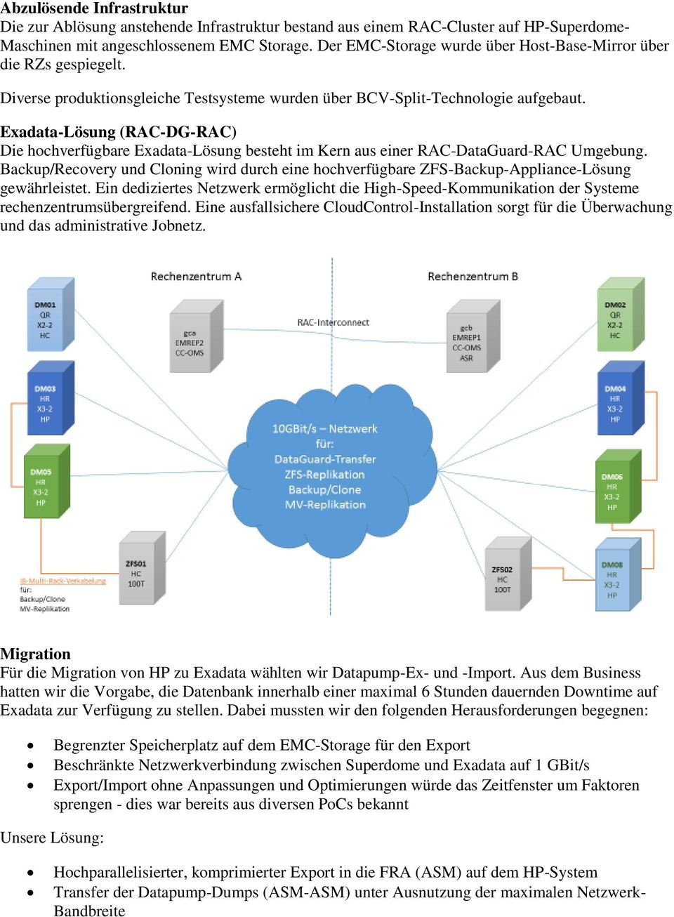 Exadata-Lösung (RAC-DG-RAC) Die hochverfügbare Exadata-Lösung besteht im Kern aus einer RAC-DataGuard-RAC Umgebung.