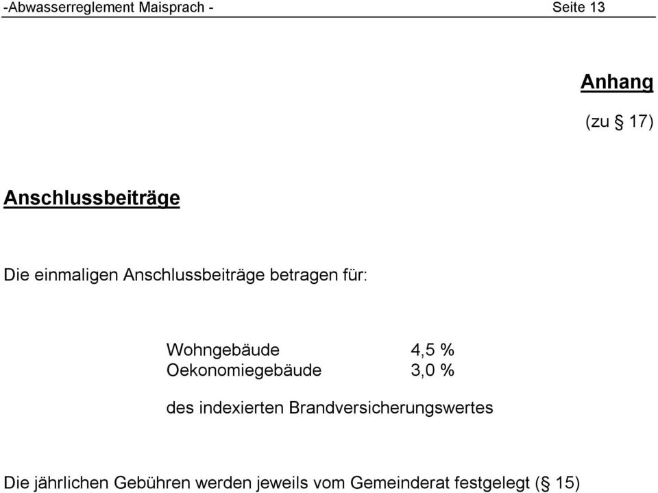 Wohngebäude 4,5 % Oekonomiegebäude,0 % des indexierten