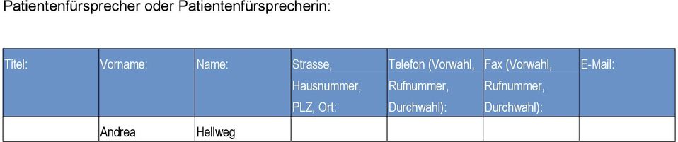 Name: Strasse, Telefon (Vorwahl, Fax