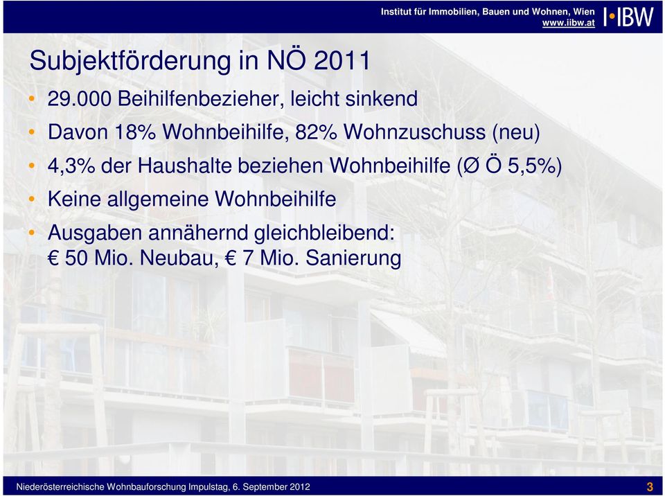Wohnzuschuss (neu) 4,3% der Haushalte beziehen Wohnbeihilfe (Ø Ö