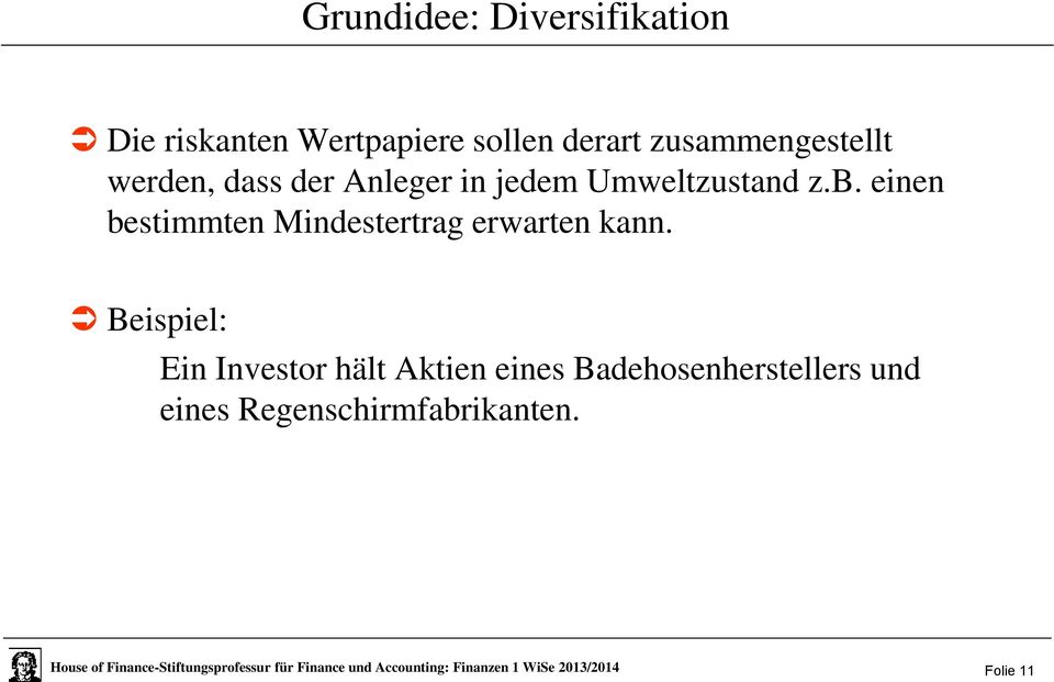 Bespel: En Investor hält Akten enes Badehosenherstellers und enes Regenschrfabrkanten.