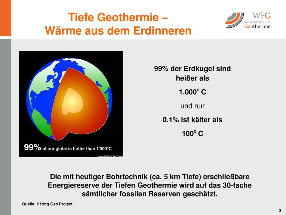 5 km Tiefe) erschließbare Energiereserve der Tiefen Geothermie wird auf das