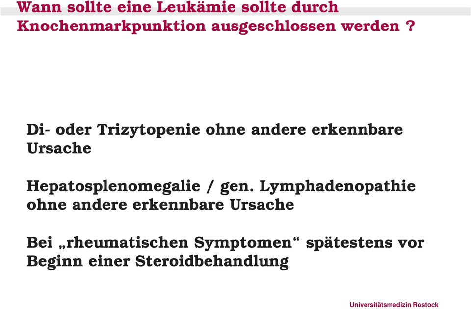 Di- oder Trizytopenie ohne andere erkennbare Ursache