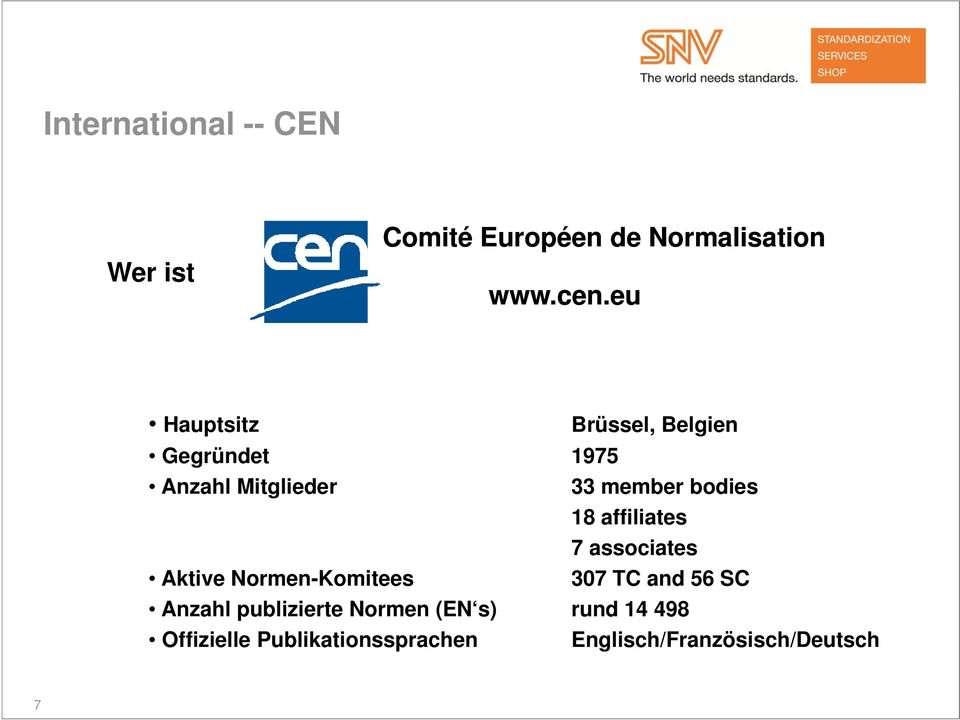18 affiliates 7 associates Aktive Normen-Komitees 307 TC and 56 SC Anzahl