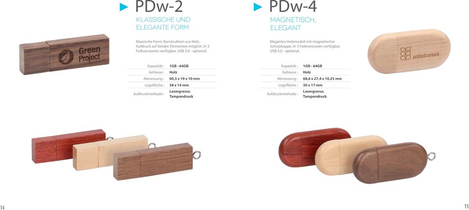 In 3 Farbversionen verfügbar. Elegantes Holzmodell mit magnetischer Schutzkappe.