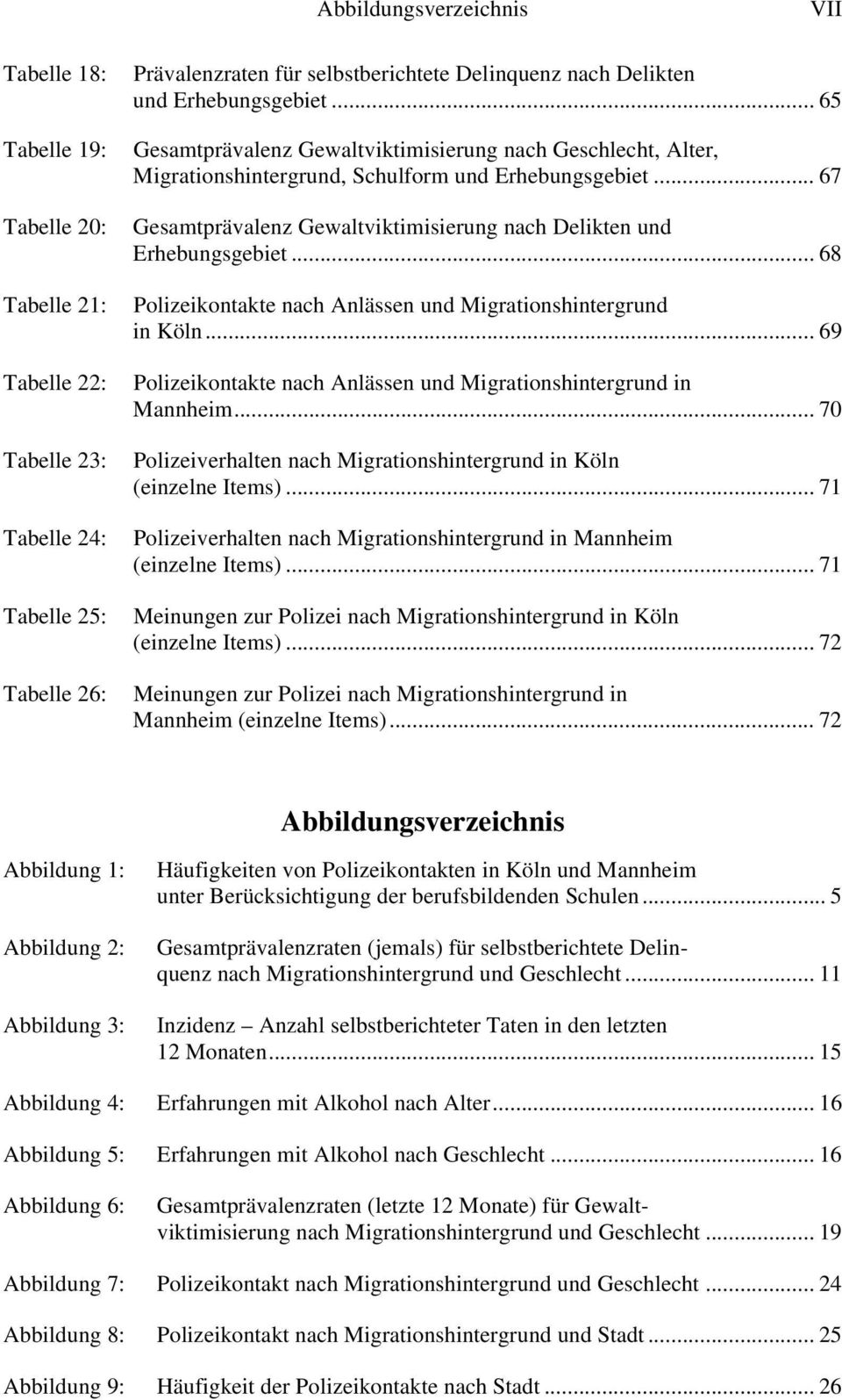 .. 67 Gesamtprävalenz Gewaltviktimisierung nach Delikten und Erhebungsgebiet... 68 Polizeikontakte nach Anlässen und Migrationshintergrund in Köln.