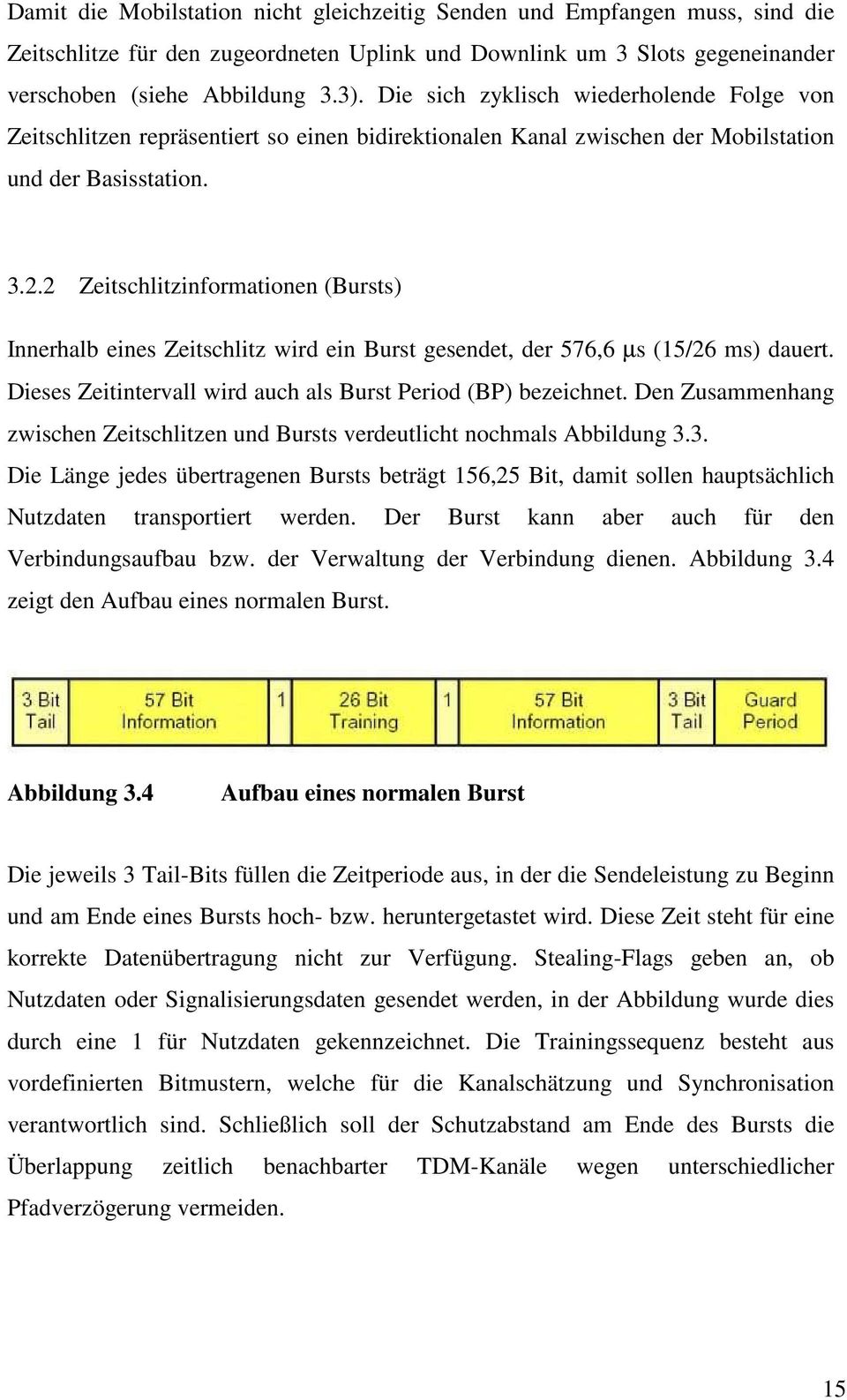 2 Zeitschlitzinformationen (Bursts) Innerhalb eines Zeitschlitz wird ein Burst gesendet, der 576,6 µs (15/26 ms) dauert. Dieses Zeitintervall wird auch als Burst Period (BP) bezeichnet.