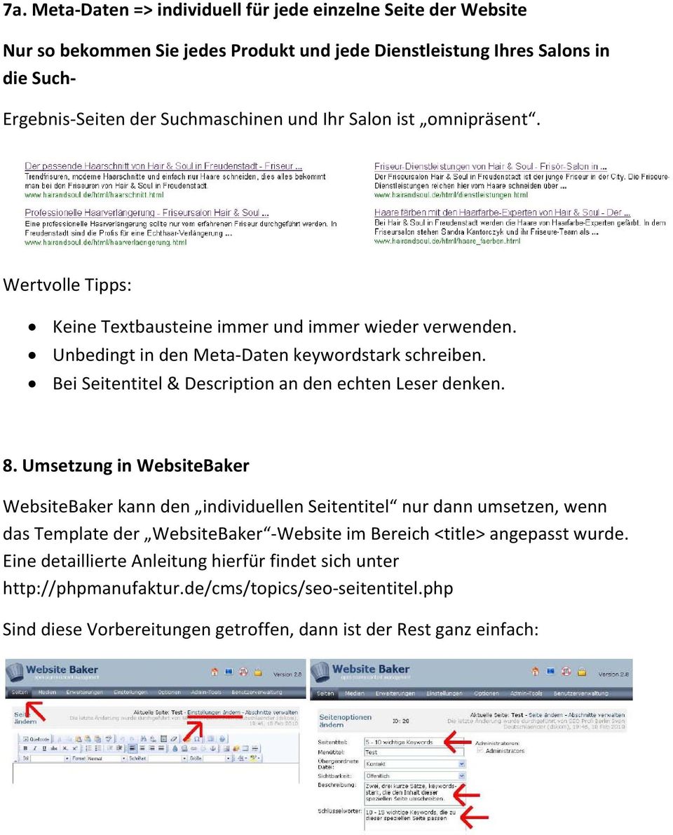 Bei Seitentitel & Description an den echten Leser denken. 8.