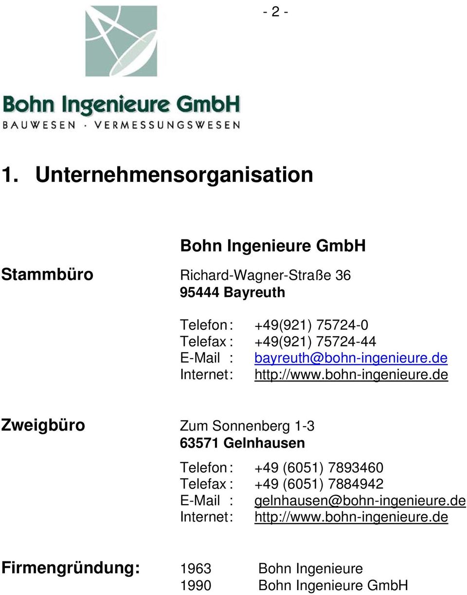 75724-0 Telefax : +49(921) 75724-44 E-Mail : bayreuth@bohn-ingenieure.