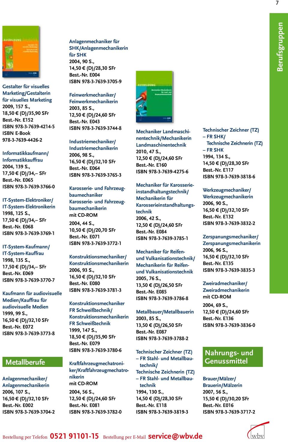 , Best.-Nr. E072 ISBN 978-3-7639-3773-8 Metallberufe Anlagenmechaniker/ Anlagenmechanikerin 2006, 107 S., Best.-Nr. E002 ISBN 978-3-7639-3704-2 Anlagenmechaniker für SHK/Anlagenmechanikerin für SHK 2004, 90 S.