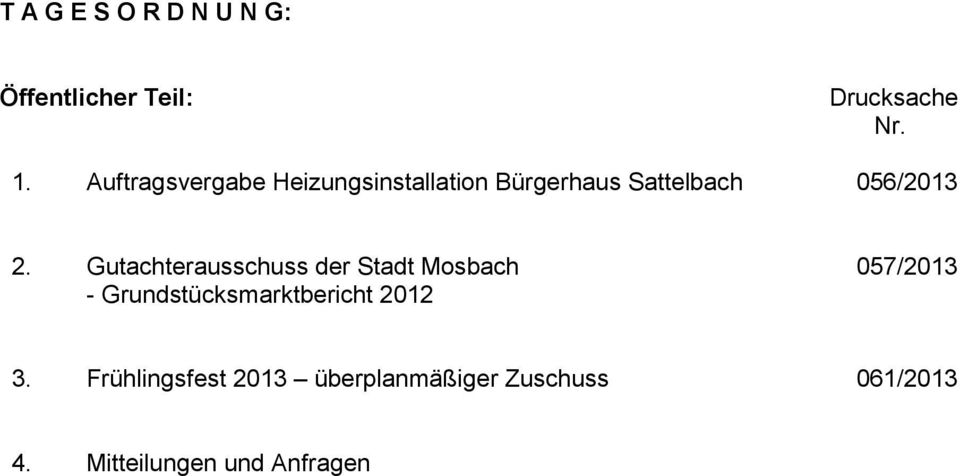 Gutachterausschuss der Stadt Mosbach - Grundstücksmarktbericht 2012