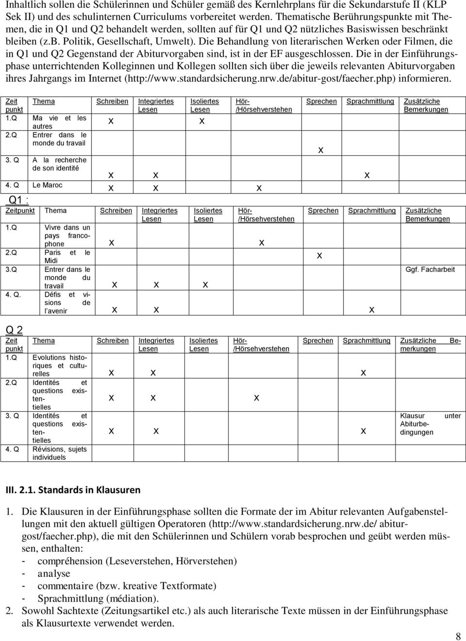 Die Behandlung von literarischen Werken oder Filmen, die in Q1 und Q2 Gegenstand der Abiturvorgaben sind, ist in der EF ausgeschlossen.