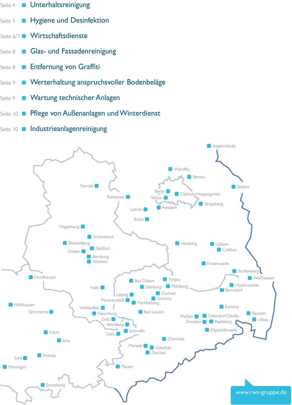 Teltow Potsdam Dahlwitz/Hoppegarten Strausberg Seelow Magdeburg Brück Nordhausen Mühlhausen Sömmerda Erfurt Ilmenau Suhl Meiningen Jena Blankenburg Güsten Schönebeck Bernburg Alsleben Halle Staßfurt